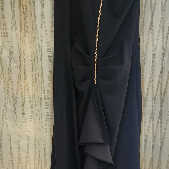 Aqua One-Shoulder Ruffled Gown - Picture 8 of 9